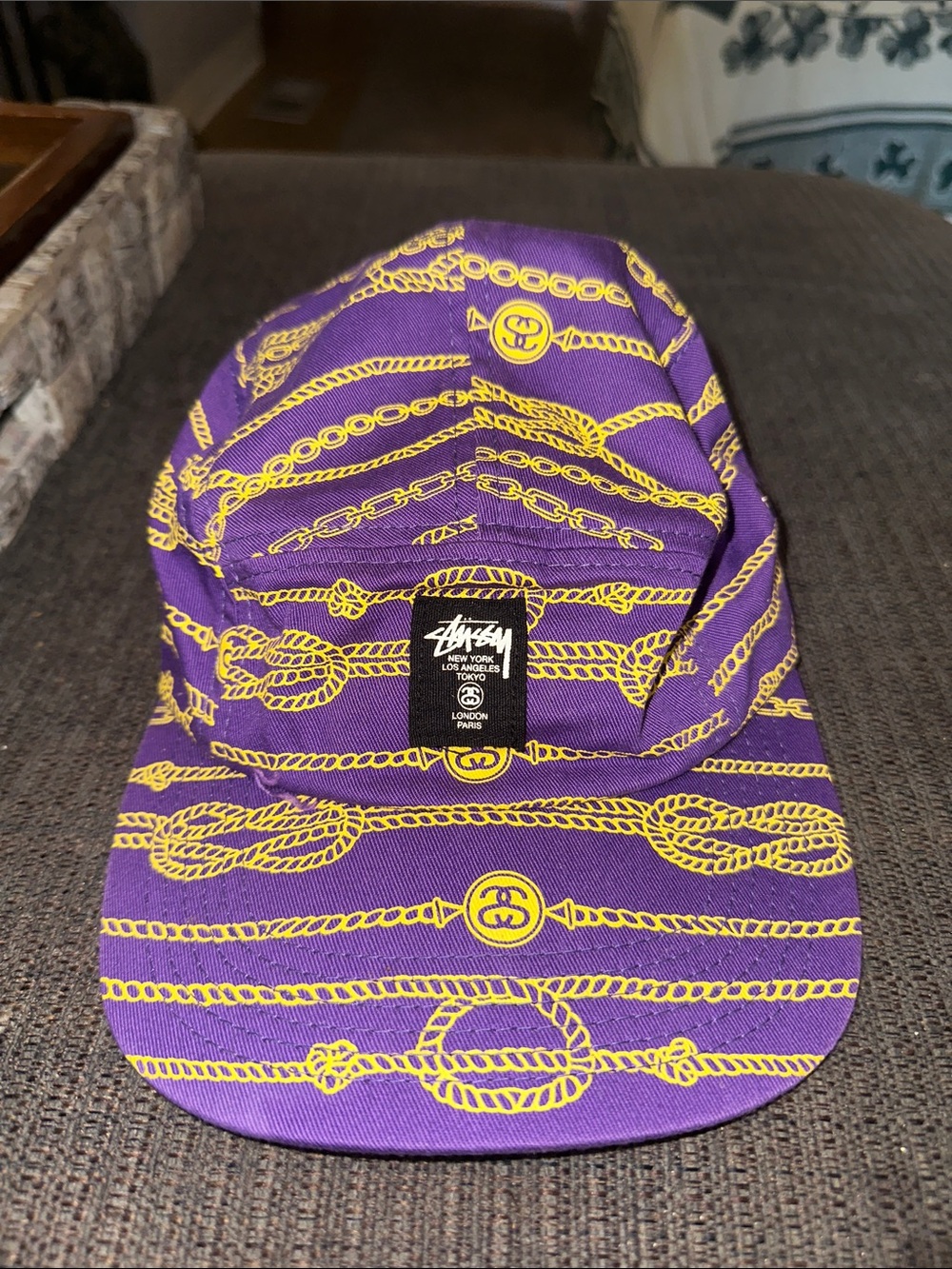 Stussy Capz Five Panel Rope Chain Hat Purple One Size Strapback Cap